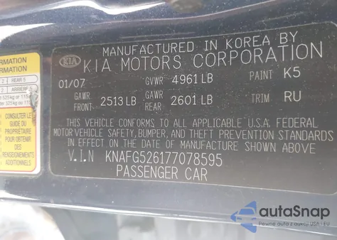 2007 Kia Rondo Lx V6 from USA, damaged, VIN KNAFG526177078595